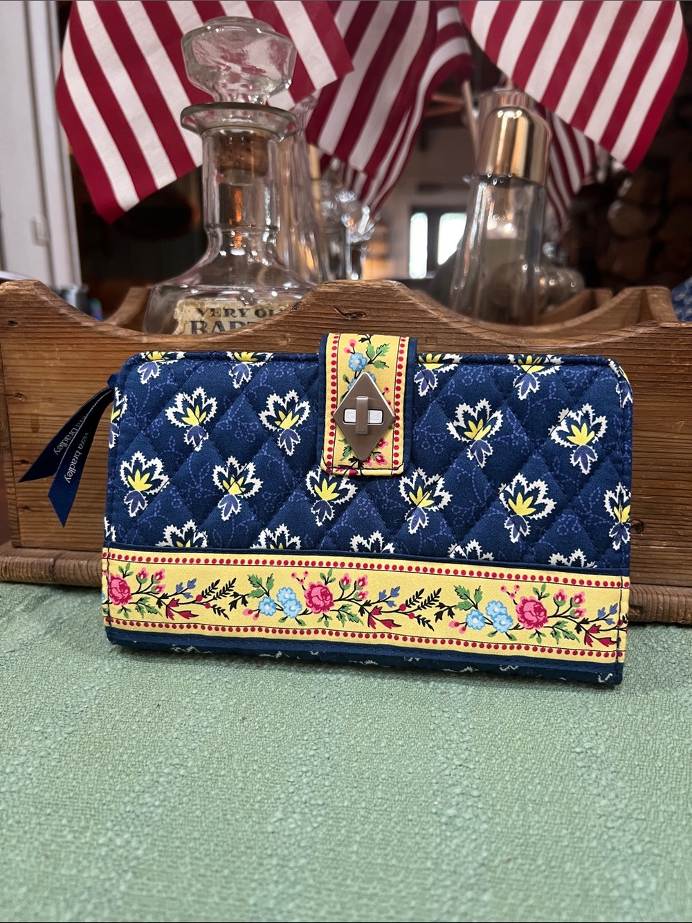 Vera Bradley Turnlock Wallet in Maison Blue Pattern